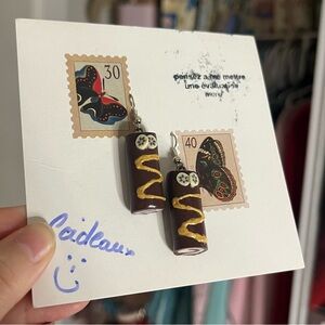 Handmade Polymer Clay Chocolate Banana Swiss Roll Earrings